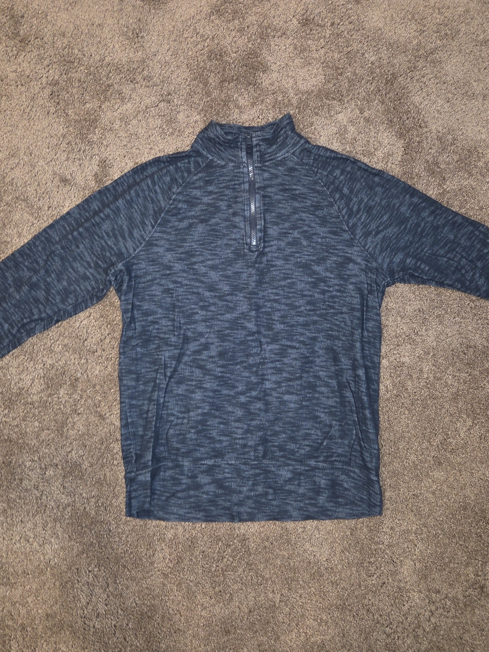 Abercrombie & Fitch Men's Heathered Navy Half-Zip Pullover